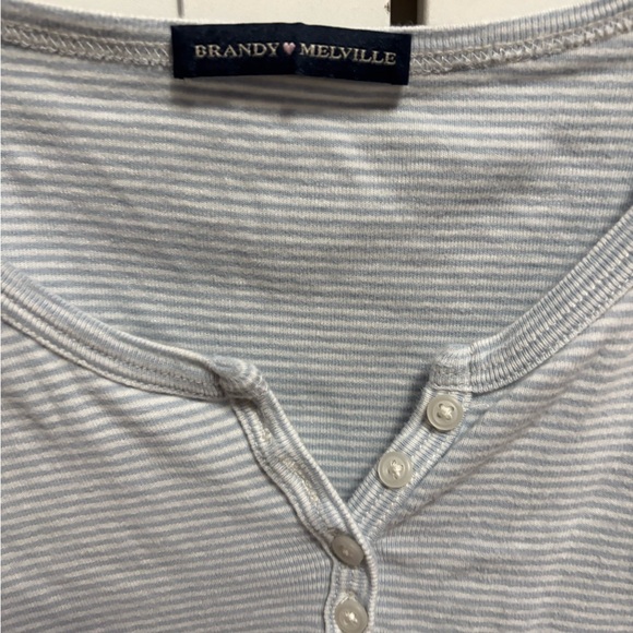 Brandy Melville Light Gray Striped Tee - Picture 2 of 3